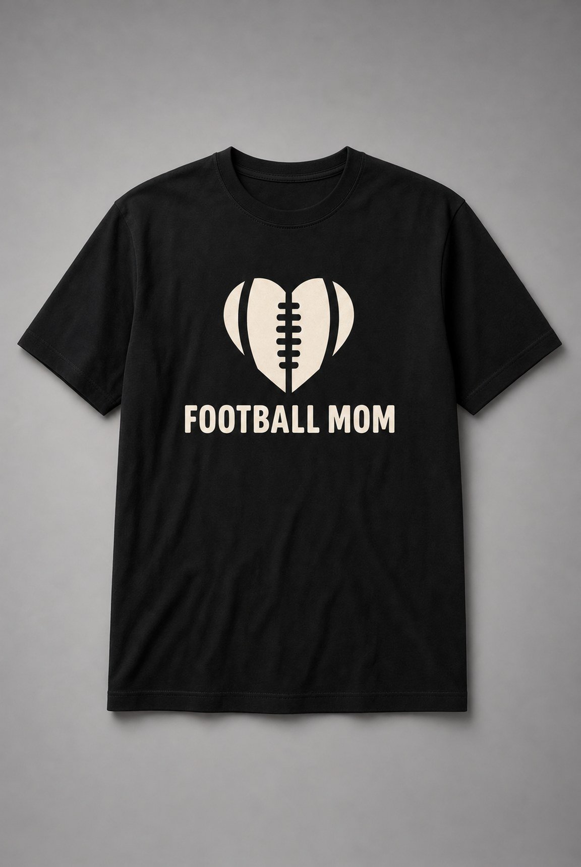Football Mom Heart Unisex T-Shirt - Black